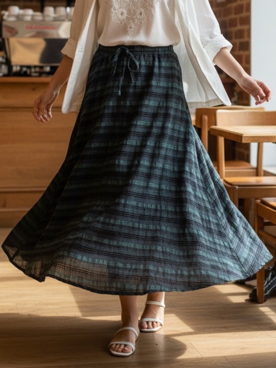 Gypsy Circus Dresses & Skirts - 🇨🇦 Unique A line teal and navy maxi skirt handmade in Montreal